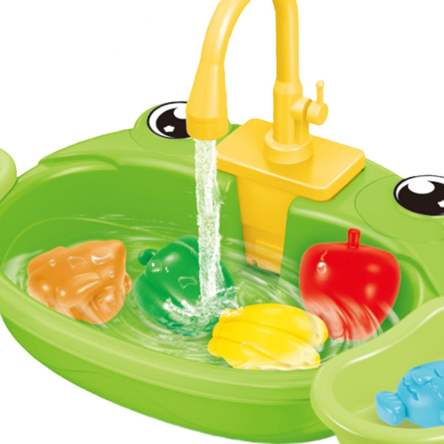 Kitchen Sink Toys, Kitchen Toy Accessories with Running Water, Coordination for, Frog Green