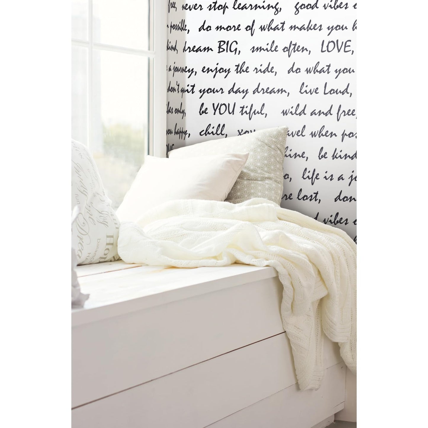 RoomMates Black Dream Big Script Peel and Stick Wallpaper 20.5" x 16.5 feet