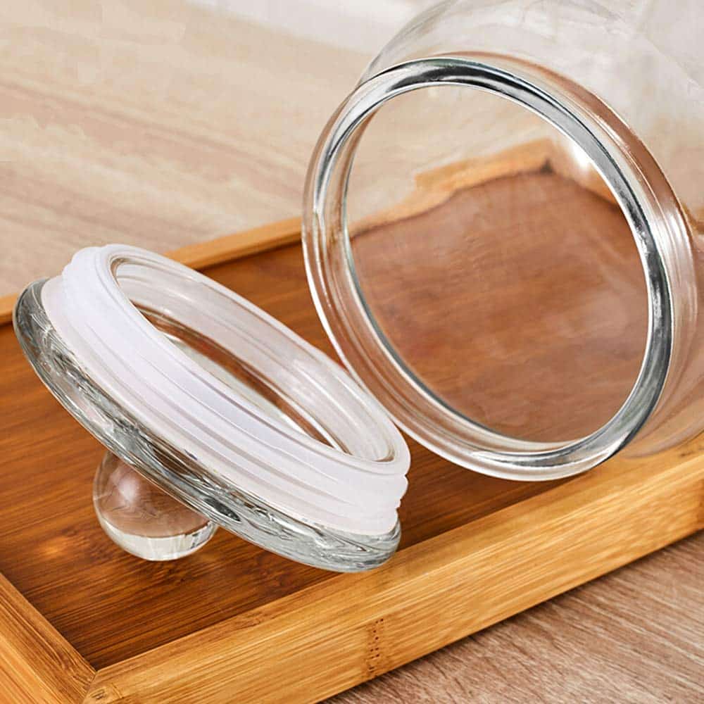 Glass Jars,Candy Jar with Lid For Household,Food Grade Clear Jars - 1/2 Gallon (3 Pack)