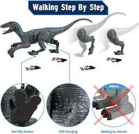 Remote Control Dinosaur Toys for Kids, RC Velociraptor Robot Toys 2.4Ghz Walking Large Electronic Pet Robo Dino with Lights and Roaring Sound for Boys Girls