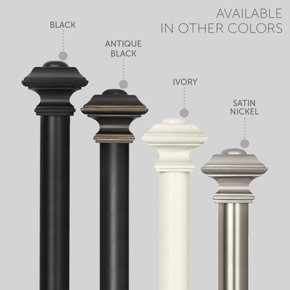 Ivilon Window Treatment Curtain Rod - Square Finials, 1 1/8 in Rod, 28 to 48 Inch, Antique Black
