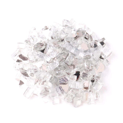 KIBOW 10-Pound Pack 1/2 Inch Reflective Crushed Fire Glass for Gas Fire Pit/Fire Table-Clear