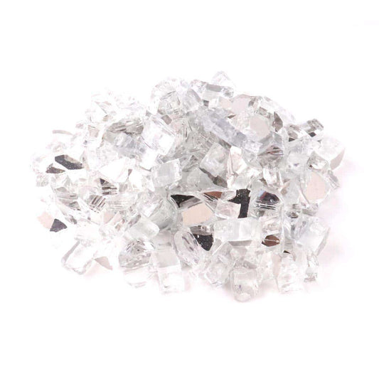 KIBOW 10-Pound Pack 1/2 Inch Reflective Crushed Fire Glass for Gas Fire Pit/Fire Table-Clear