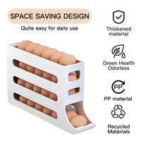 Egg DispenserAutomatic Rolling Egg Tray Organizer, Space Saving Refrigerator Egg Roller, Holds 28 Eggs Simultaneously, Works in The Refrigerator, Kitchen, Cabinets, and Dining Table (White)