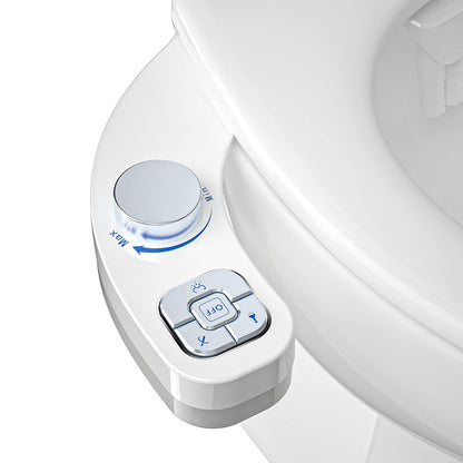 PIKETS Bidet Attachment for Toilet, Dual Nozzle (Frontal and Rear Wash) Non-Electric Fresh Water Bidet Toilet Seat Attachment with Nozzle Self Cleaning, Adjustable Water Pressure (Luxurious Silver)