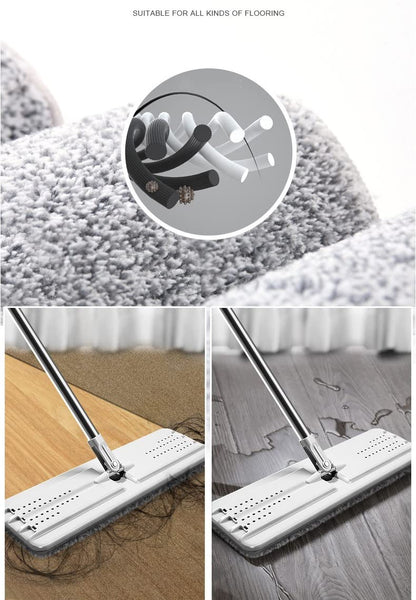 Microfiber Mop Set with Bucket and 4 Washable Pads – Ideal for Hardwood, Tile, Vinyl, Concrete Floors, Walls, and Windows (Wet & Dry Cleaning)