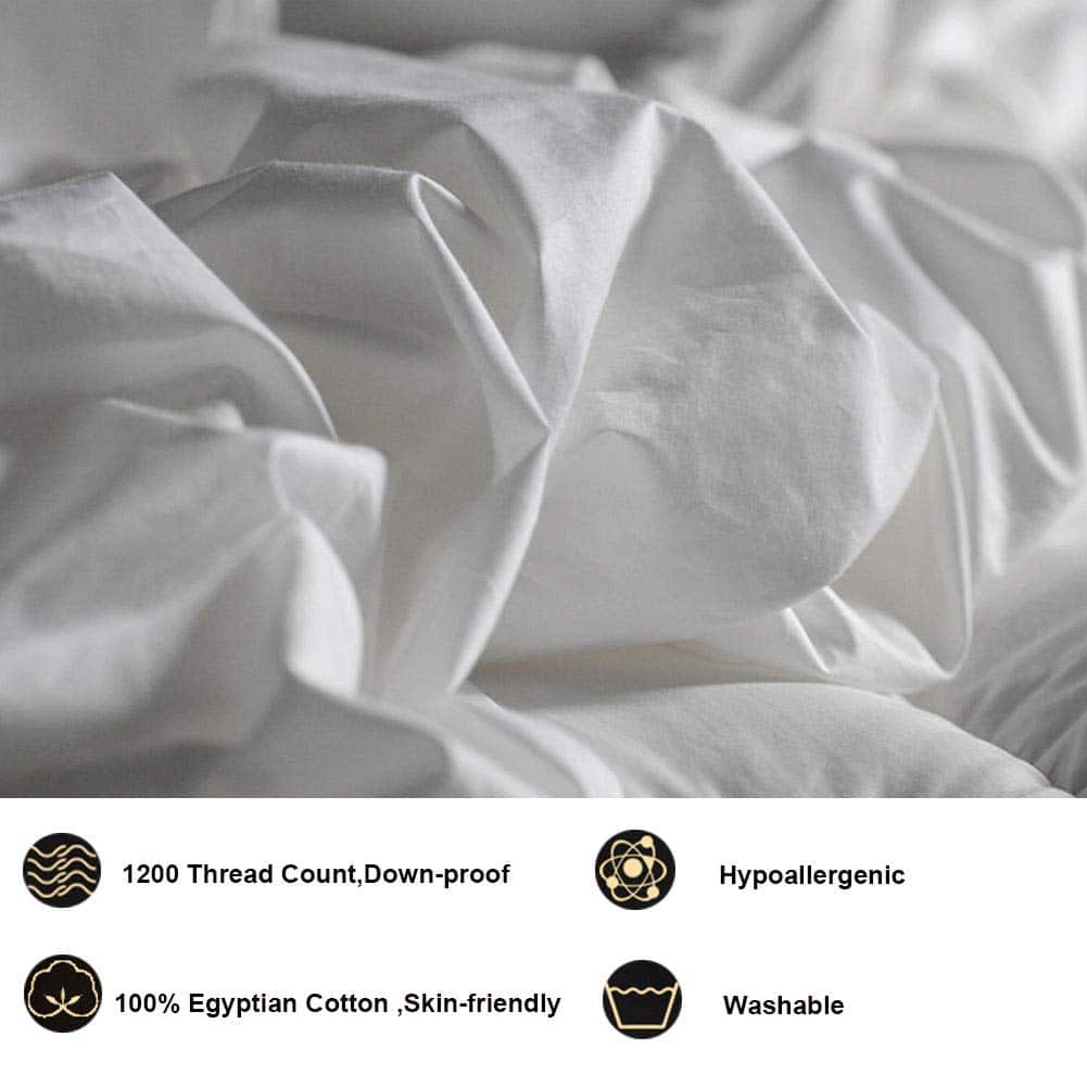 XCW Goose Down and Feather Pillow - 90% Down Filling Set of 2 Bed Pillows for Sleeping with Premium 100% Egyptian Cotton Shell, Queen Size 20x28inches