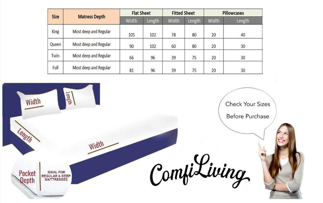 Queen 6PC Bed Sheet Set– Cooling, Hotel Quality 1800 Thread Count, Fade Resistant, Wrinkle Free, Ultra Soft, Shrink Resistant, Deep Pocket Bedding- 6 Piece Set