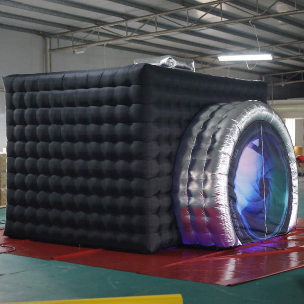 Inflatable Photo Booth Enclosure(External Black & Internal White, 11.5x9.2x8.2ft) Camera Shaped Inflatable Cube Tent with Blower, Photo Booth Backdrop for Wedding, Event, Show, Exhibition