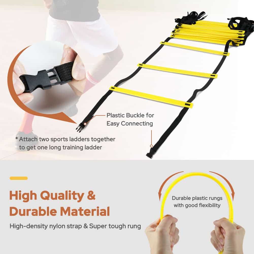 GHB Pro Agility Ladder 2 Pack Agility Training Ladder Speed 12 Rung 20ft with Carrying Bag