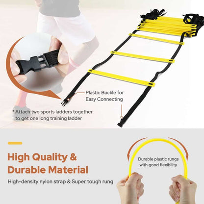 GHB Pro Agility Ladder 2 Pack Agility Training Ladder Speed 12 Rung 20ft with Carrying Bag
