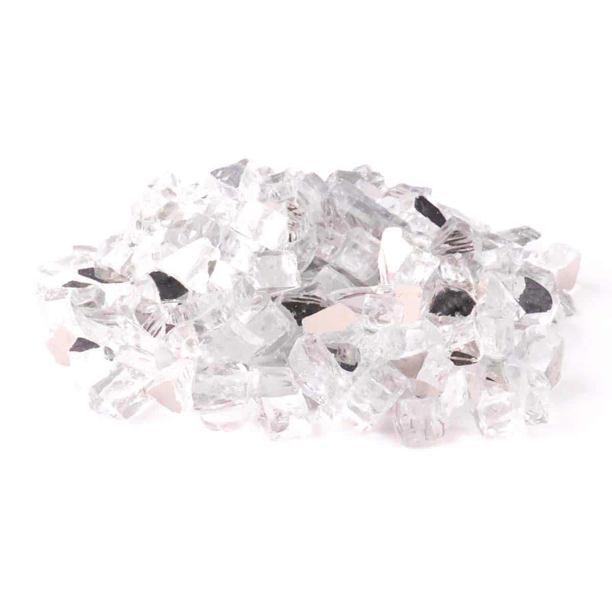 KIBOW 10-Pound Pack 1/2 Inch Reflective Crushed Fire Glass for Gas Fire Pit/Fire Table-Clear