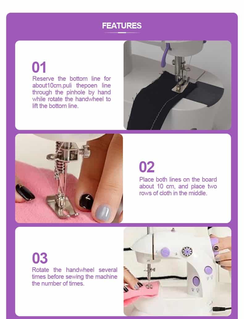 Mini Portable Sewing Machine with Kit, Extension Table, Foot Pedal, 2-Speed & Dual Switches – Perfect for Beginners & Kids