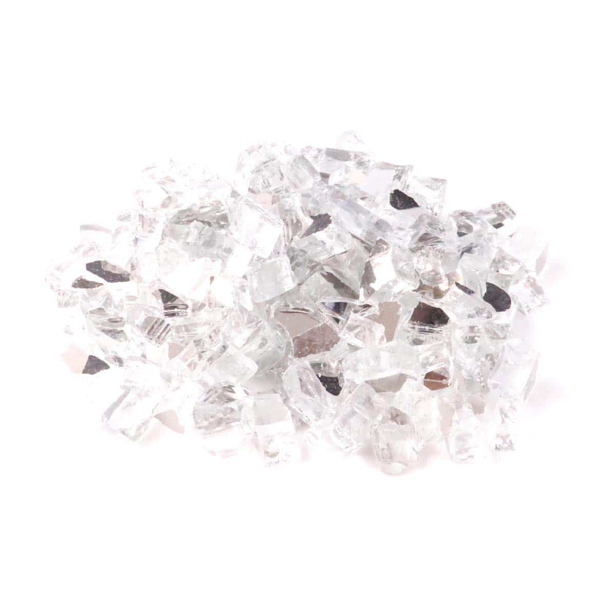 KIBOW 10-Pound Pack 1/2 Inch Reflective Crushed Fire Glass for Gas Fire Pit/Fire Table-Clear