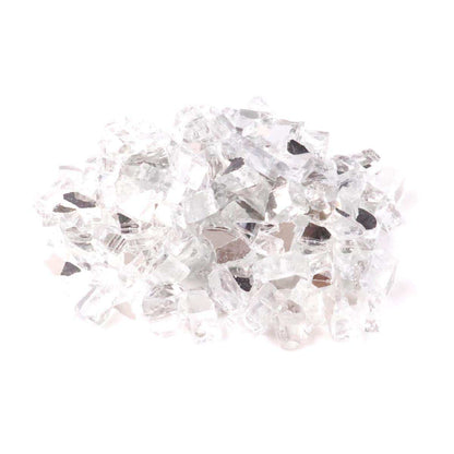 KIBOW 10-Pound Pack 1/2 Inch Reflective Crushed Fire Glass for Gas Fire Pit/Fire Table-Clear