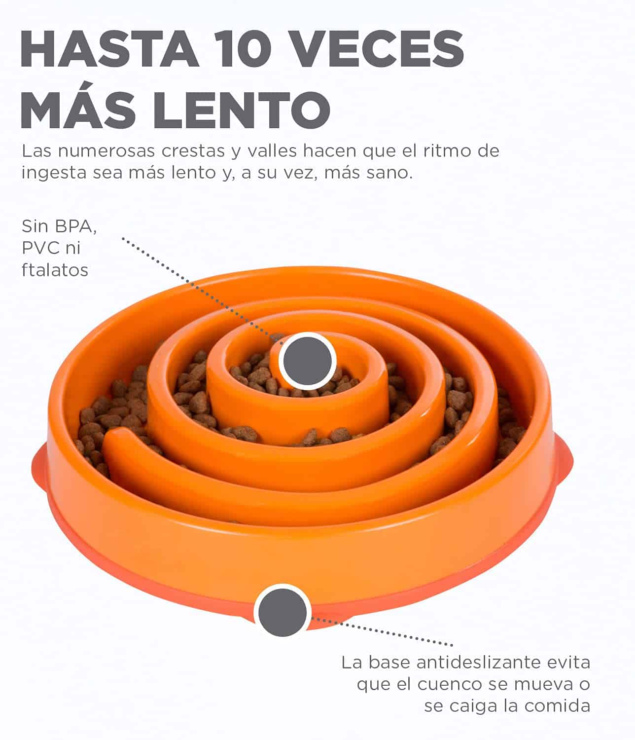 Outward Hound Fun Feeder Slo Bowl, Slow Feeder Dog Bowl, Large/Regular, Orange