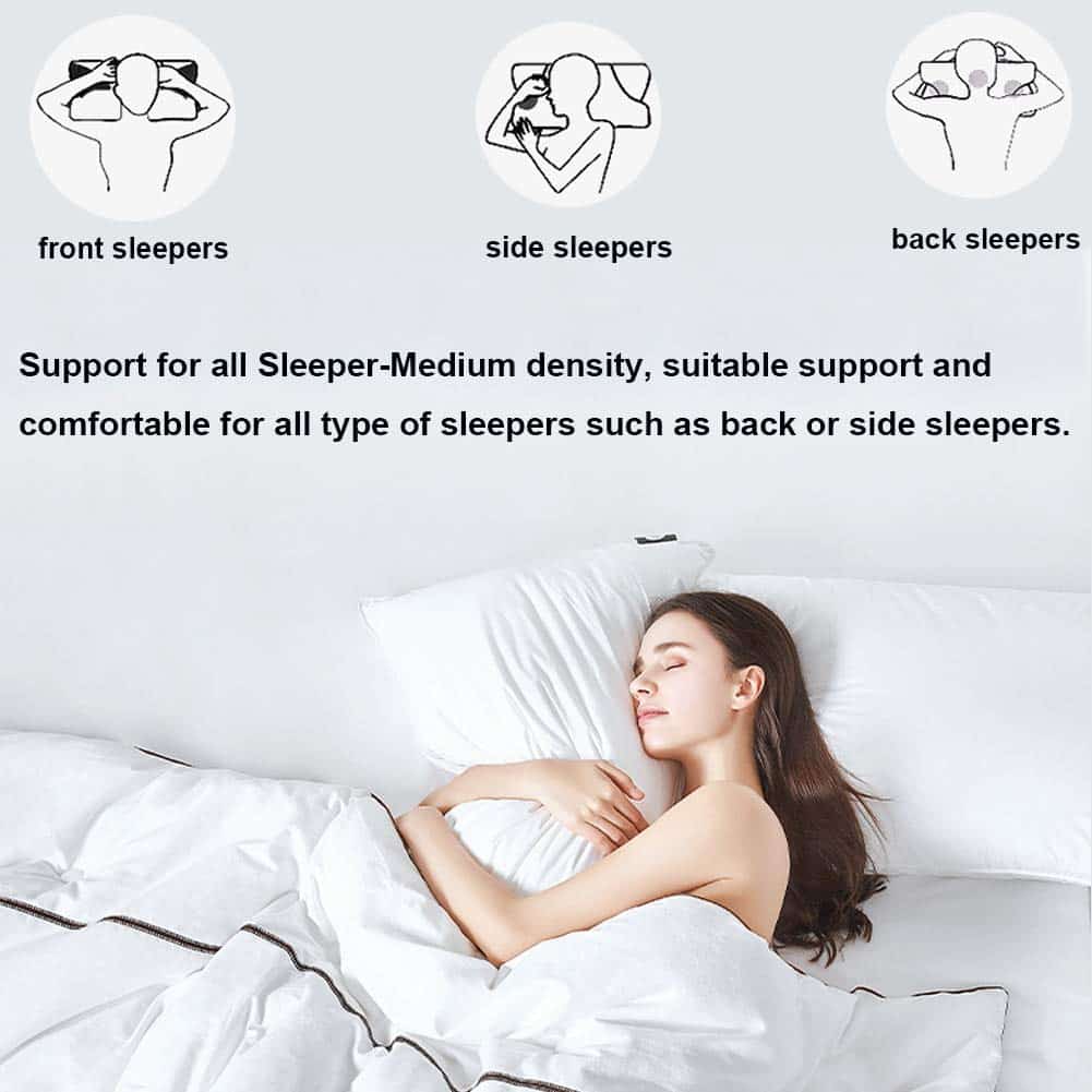 XCW Goose Down and Feather Pillow - 90% Down Filling Set of 2 Bed Pillows for Sleeping with Premium 100% Egyptian Cotton Shell, Queen Size 20x28inches