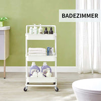 Micoe Utility Carts with Wheels, Practical Handle and ABS Storage Basket, 3 Tier Rolling Cart Organizer, White, H-T001W