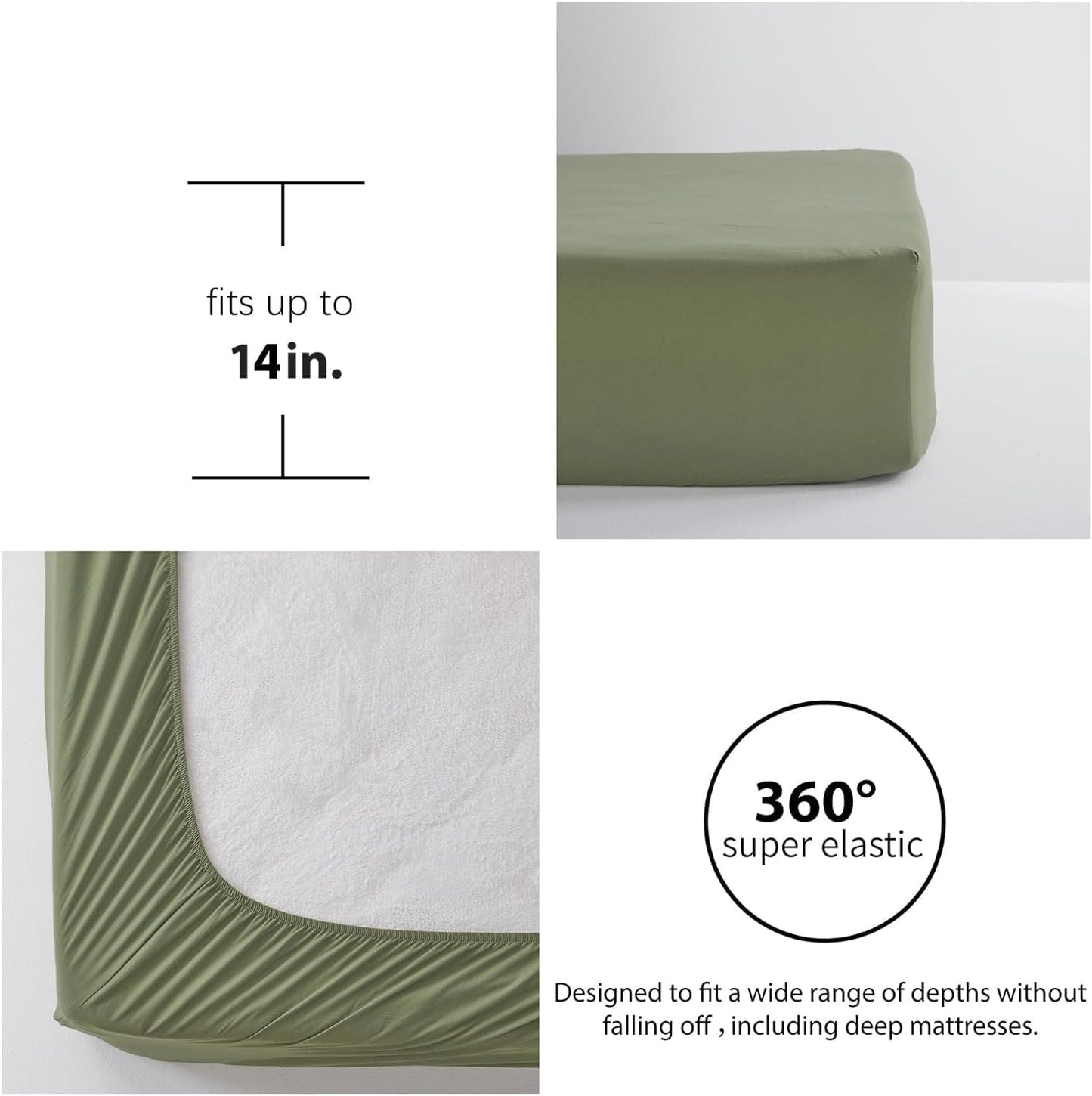 Queen Comforter Set 7 Pieces, Olive Green Seersucker Bed in a Bag with Comforter and Sheets, All Season Bedding Sets with 1 Comforter, 2 Pillow Shams, 2 Pillowcases, 1 Flat Sheet, 1 Fitted Sheet