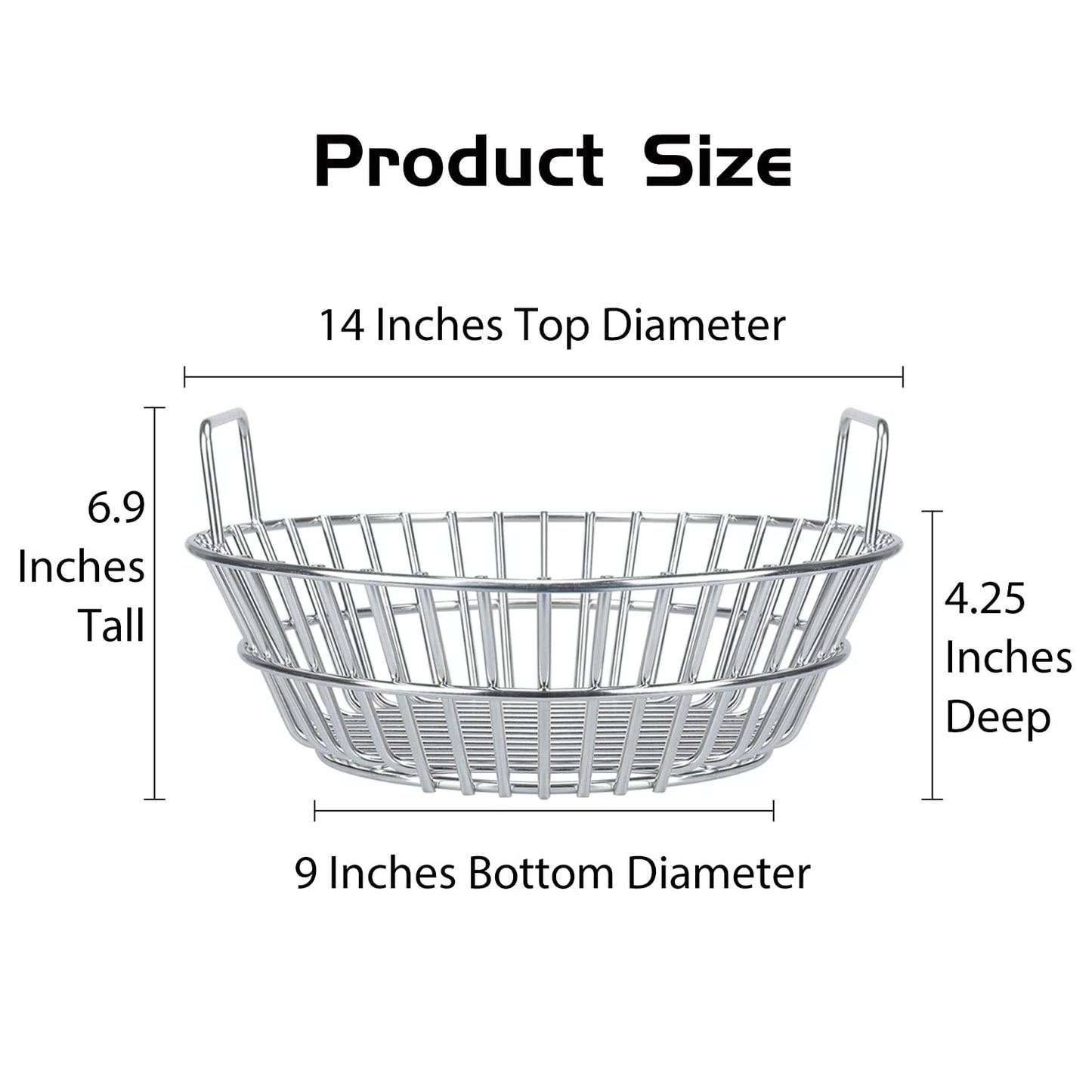 Charcoal Basket, Grill Ash Basket for Big Green Egg Large, 14 Inches Stainless Steel Ash Basket