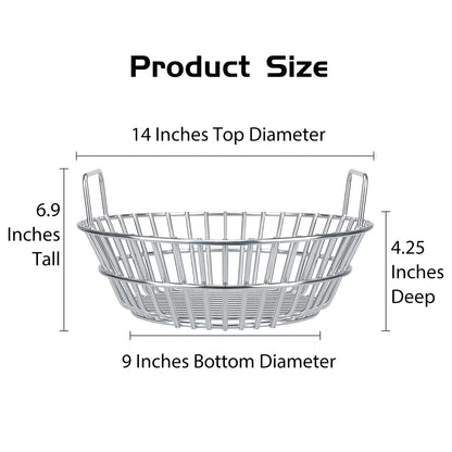Charcoal Basket, Grill Ash Basket for Big Green Egg Large, 14 Inches Stainless Steel Ash Basket