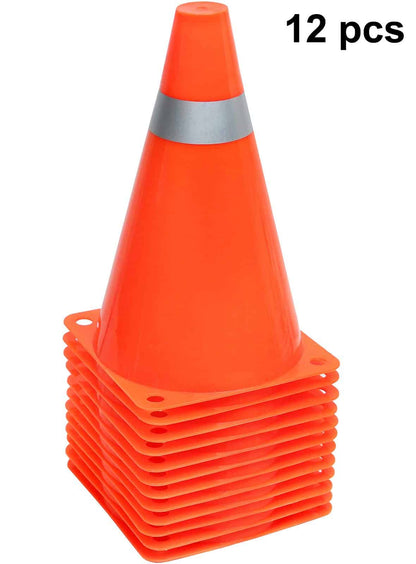 7 Inch Traffic Cones Sports Soccer Drills Agility Training Orange Cones for Kids (Set of 12)