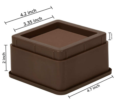 Utopia Bedding Bed Risers 2 Inch - Pack of 8 - Adjustable Furniture Risers 2 & 4 inch - Anti Slip Foam & Rubber Pad - Stackable Bed Lifts Risers Heavy Duty for Sofa, Bed, Table, Couch & Chair (Brown)