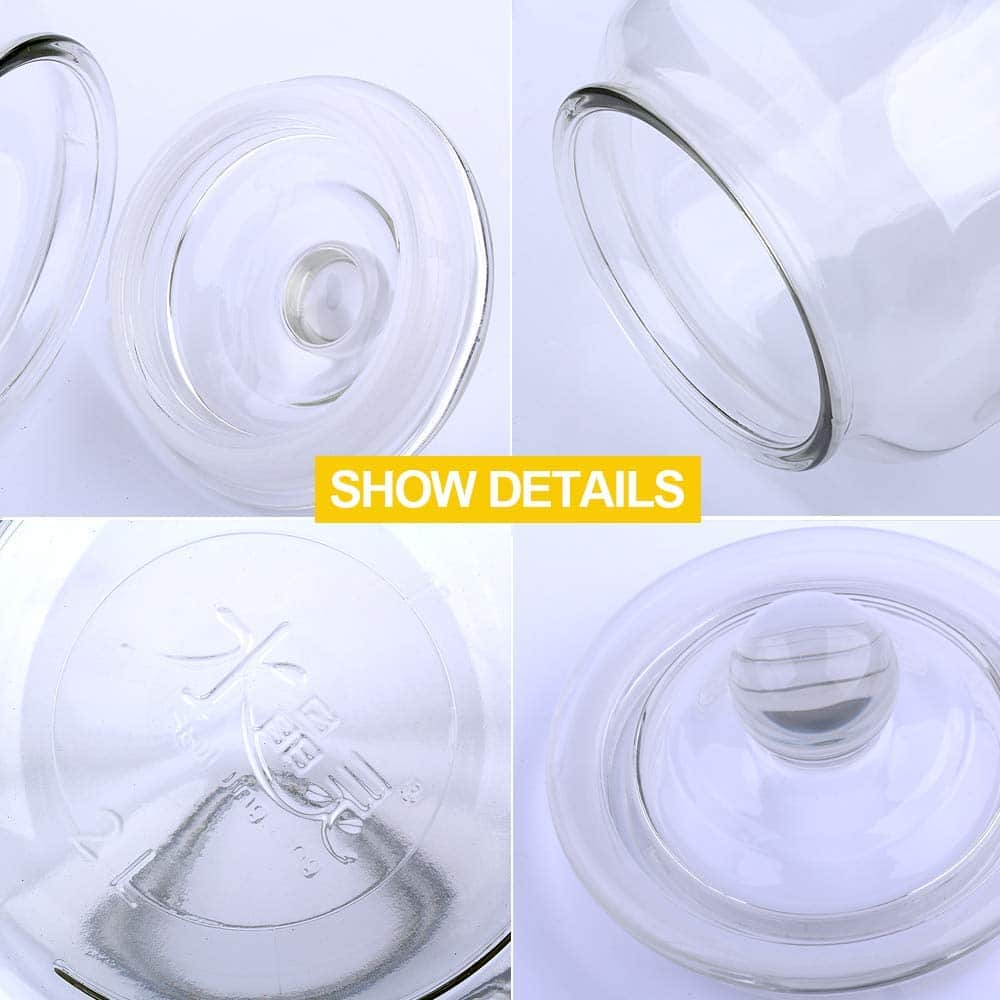 Glass Jars,Candy Jar with Lid For Household,Food Grade Clear Jars - 1/2 Gallon (3 Pack)