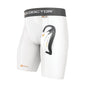Shock Doctor Compression Shorts with Protective Bio-Flex Cup, Moisture Wicking Vented Protection, Adult Size White