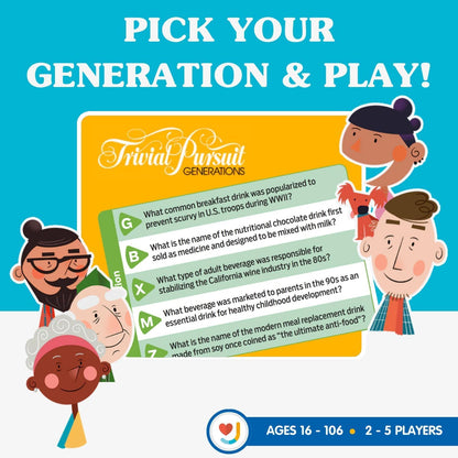 Joy for All Games - Trivial Pursuit Generations - Generational Trivia - Create Personalized Questions - Bigger Easy-to-Read Cards - Fun Multigenerational Trivia Game