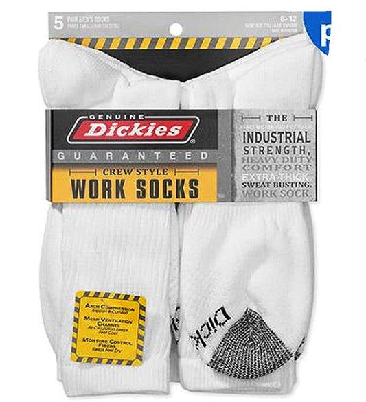 Dickies Genuine Mens 5-Pair Crew Style Work Socks