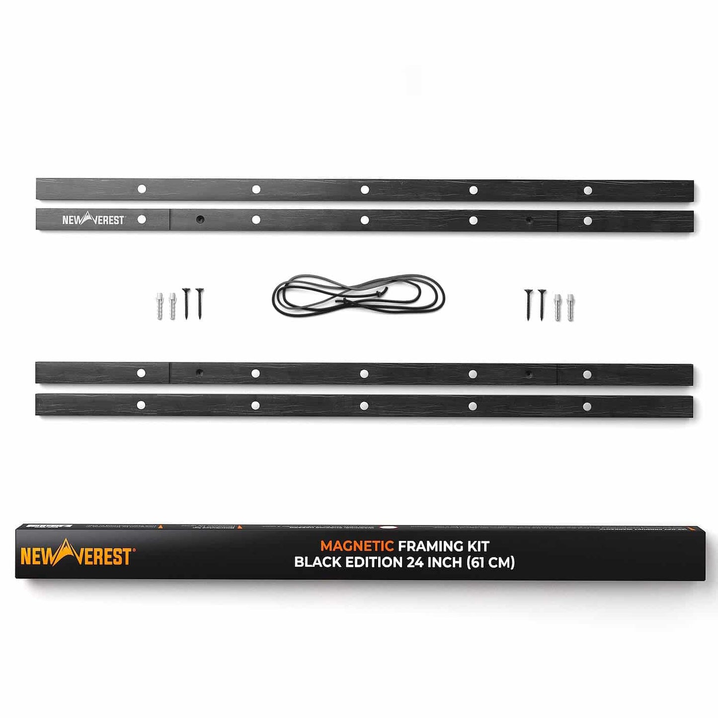 Newverest Magnetic Hanger Poster Frame (24"), Fast Installation, Premium Wood Hanger Frame for Scratch Off Map, Prints & Canvas Artwork, (1 Set, Black, 24") with Mounting Materials