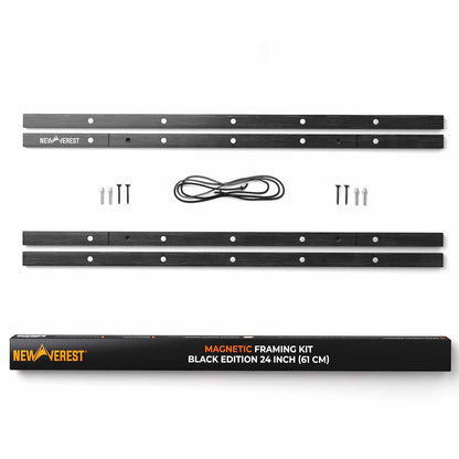 Newverest Magnetic Hanger Poster Frame (24"), Fast Installation, Premium Wood Hanger Frame for Scratch Off Map, Prints & Canvas Artwork, (1 Set, Black, 24") with Mounting Materials