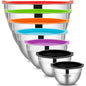 7 Piece Mixing Bowls with Lids for Kitchen, Stainless Steel Mixing Bowls Set Ideal for Baking, Prepping, Cooking and Serving Food, Nesting Metal Mixing Bowls for Space Saving Storage