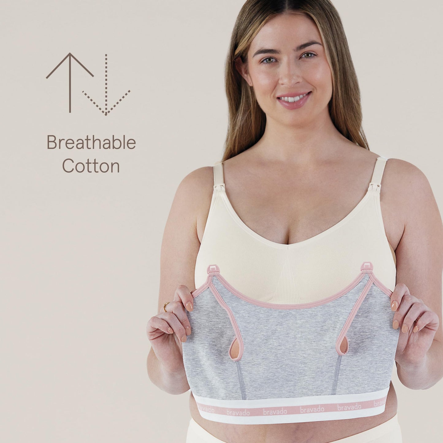 Bravado Designs Sustainable Clip and Pump Hands-Free Pumping Accessory | Dove Heather | M
