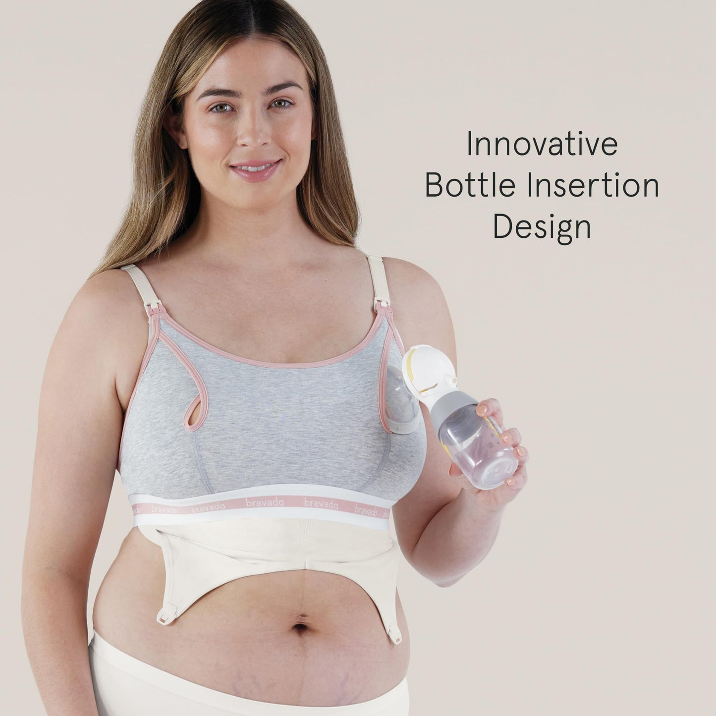 Bravado Designs Sustainable Clip and Pump Hands-Free Pumping Accessory | Dove Heather | M