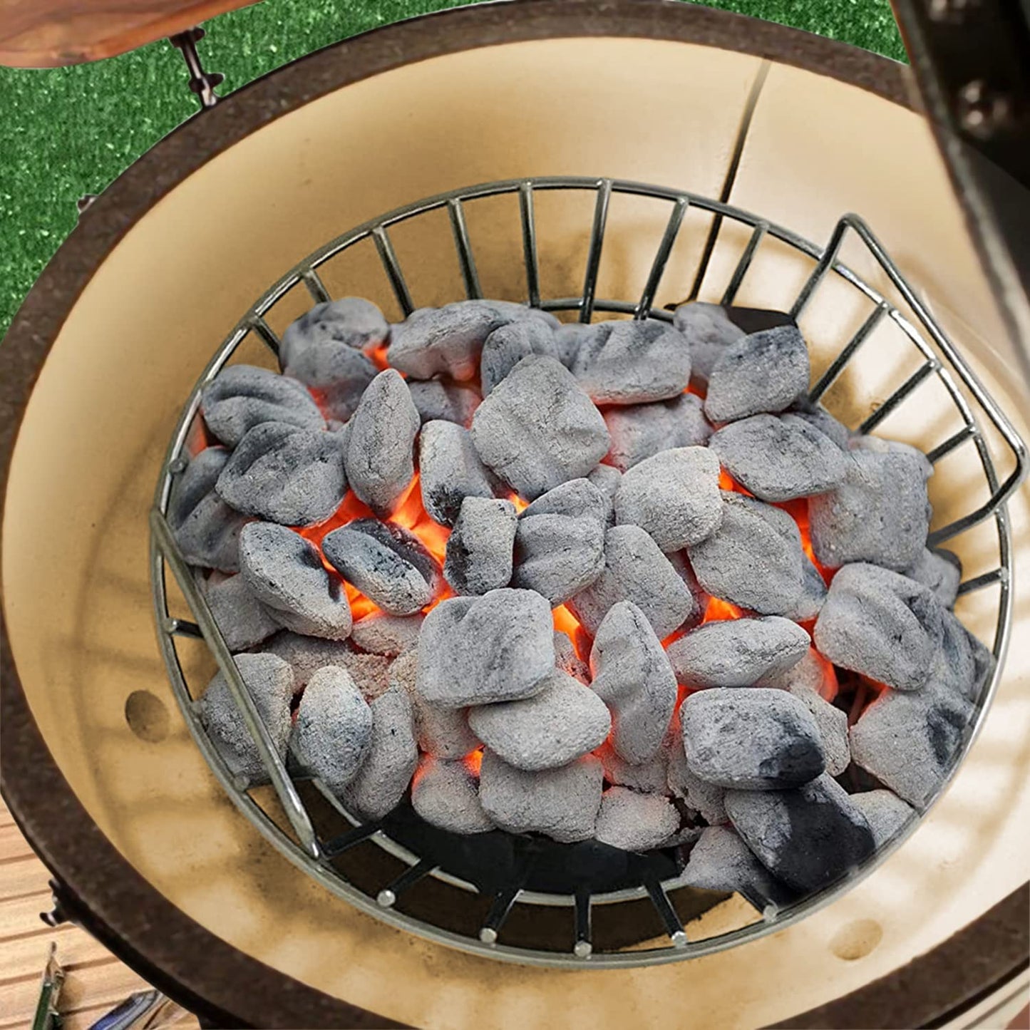 Charcoal Basket, Grill Ash Basket for Big Green Egg Large, 14 Inches Stainless Steel Ash Basket