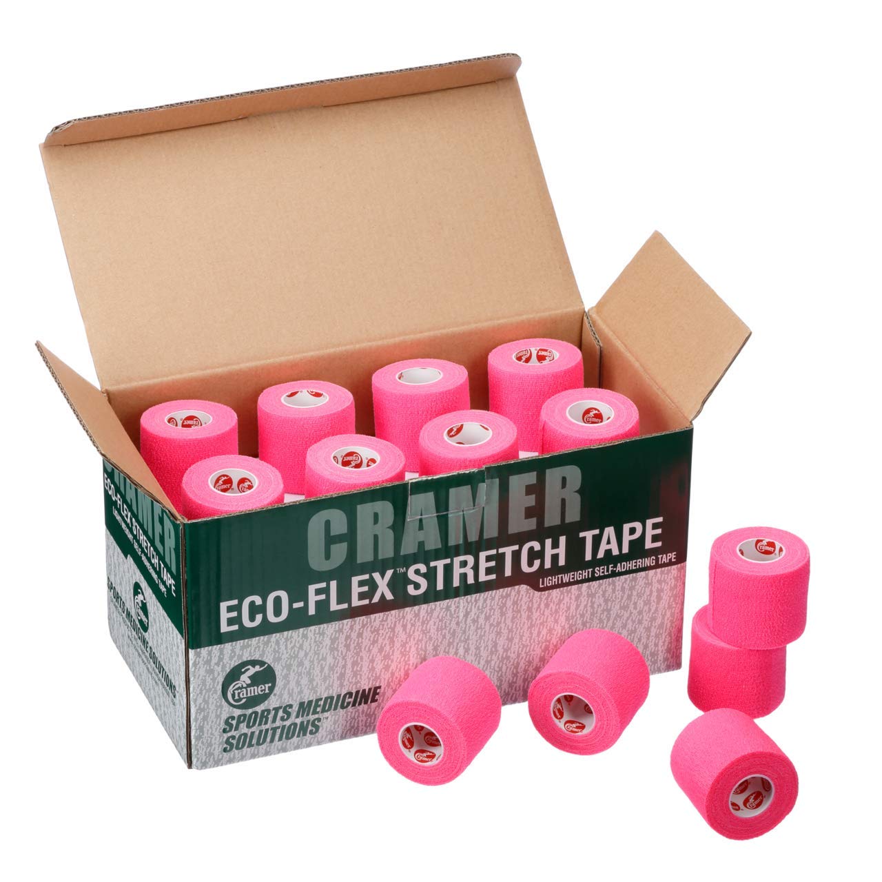 Cramer Eco-Flex Self-Stick Stretch Tape, Cohesive Tape, Flexible Elastic Sports Tape, Athletic Training Supplies, Easy Tear Self-Adherent Bandage Wrap, Bulk Cases, 6 Yard Rolls, Compression Tape