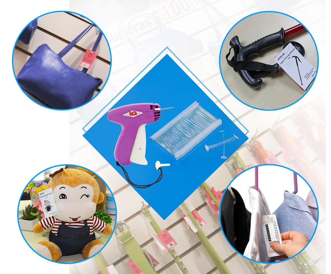 PAG Standard Tagging Gun Price Tag Attacher Gun for Clothing with 5 Needles and 2000 2inch Barbs Fasteners, Purple