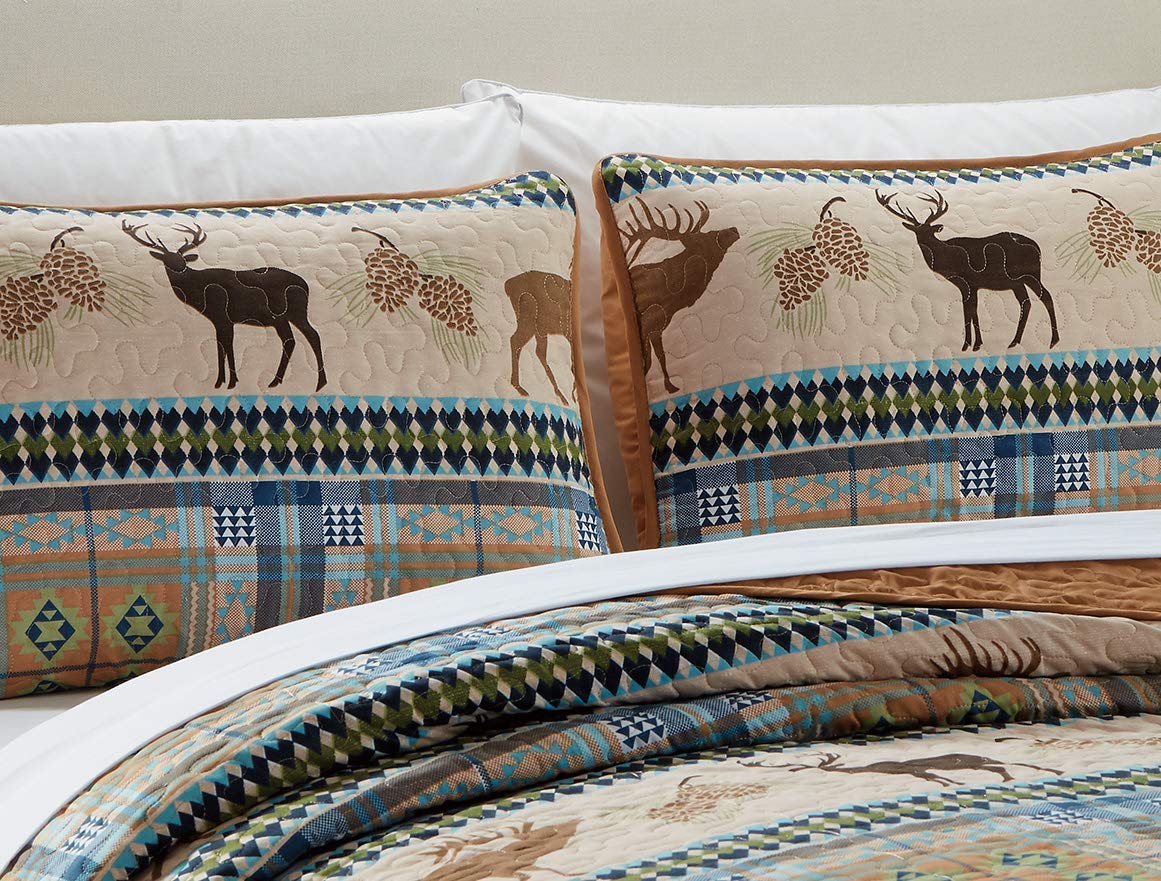 Southwestern Great Outdoors Cabin Lodge Bedspread Quilt Set (Full / Queen)