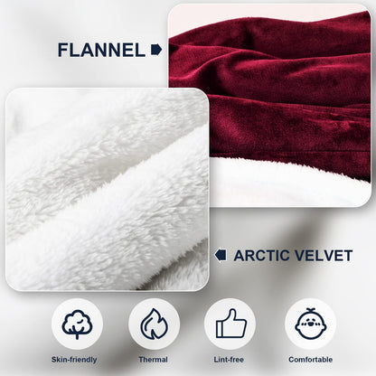 Qoosea Heated Blanket Electric Blanket Twin Size 50" x 60" Throw Soft Flannel Sherpa Heating Blanket Wrap with 10 Heating Levels 3 Timer Setting Warm for Home Office Use Red