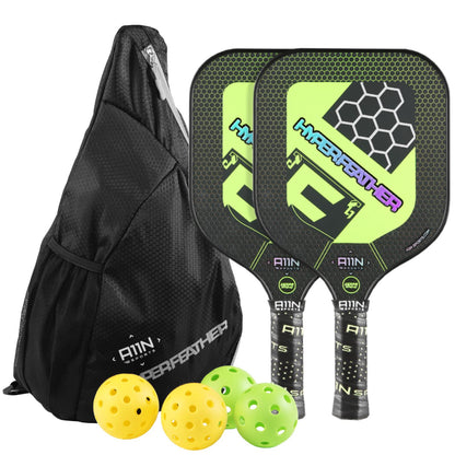 A11N HyperFeather Pickleball Paddles Set of 2 - USAPA Approved | 8OZ, Graphite Face & Polymer Core, Cushion Grip | 2 Indoor & 2 Outdoor Balls, 1 Sling Bag | Blue