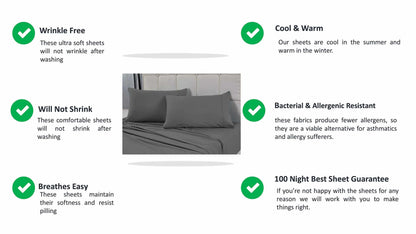 Queen 6PC Bed Sheet Set– Cooling, Hotel Quality 1800 Thread Count, Fade Resistant, Wrinkle Free, Ultra Soft, Shrink Resistant, Deep Pocket Bedding- 6 Piece Set