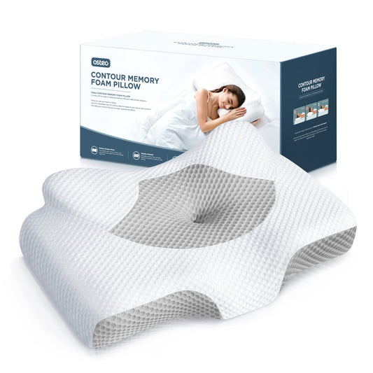 Osteo Cervical Pillow for Neck Pain Relief, Hollow Design Odorless Memory Foam Pillows with Cooling Case, Adjustable Orthopedic Bed Pillow for Sleeping, Contour Support for Side Back Stomach Sleepers