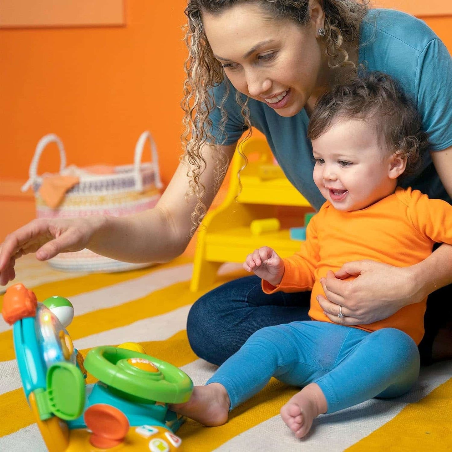 Bright Starts Lights and Colors Driver Toy Steering Wheel with Car Sounds for Pretend Play - Green, 6 Months and up