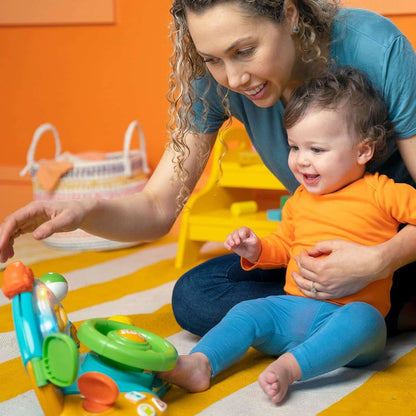 Bright Starts Lights and Colors Driver Toy Steering Wheel with Car Sounds for Pretend Play - Green, 6 Months and up
