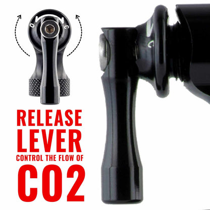 PRO BIKE TOOL CO2 Inflator for Bike Tires - Quick & Easy - Presta and Schrader Valve Compatible - Bicycle Tire Pump for Road and Mountain Bikes - Insulated Sleeve - No CO2 Cartridges Included