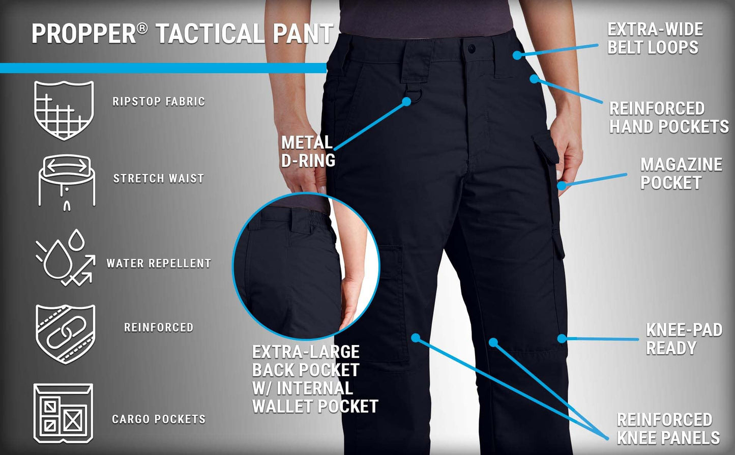 Propper Women's Tactical Pant, Lapd Navy, 24 Unhemmed