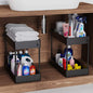 2 Pack Under Sink Organizer, 2 Tier Under Sink Organizers and Storage Bathroom Shelf Organizer Rack Multi-Purpose Bath Collection Baskets for Bathroom Kitchen Countertop Cabinet(Color:Black)