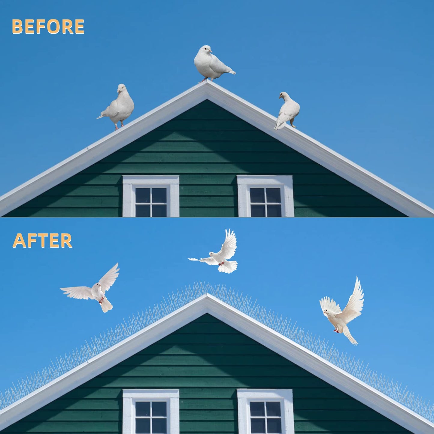 Morsland Anti Bird Spikes, Stainless Steel Bird Deterrent Devices 21 Feet 40 Strips (16 Pack Uninstalled)